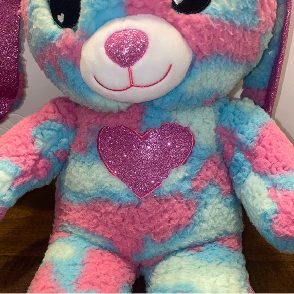 Build A Bear Spring Bunny Rabbit Blue Pink Tie Dye Pink Sparkly Ears Plush 17" - Picture 5 of 11